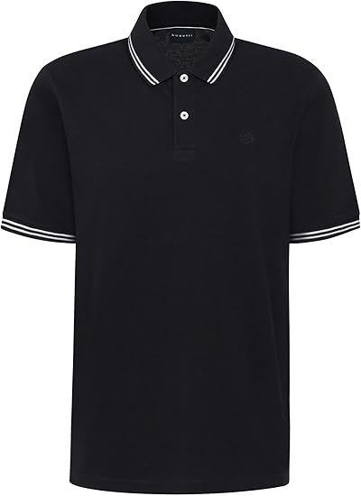 Bugatti 8150 75001C Mens Black Short Sleeve Polo