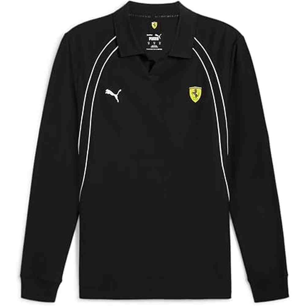 Puma Mens Ferrari Race Long Sleeves Polo T-Shirt In Black
