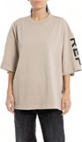 Replay Unisex Heavy Cotton Jersey T-Shirt In Light Taupe
