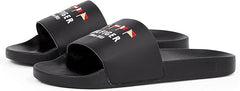 Tommy Hilfiger Mens Flags Pool Slides Black