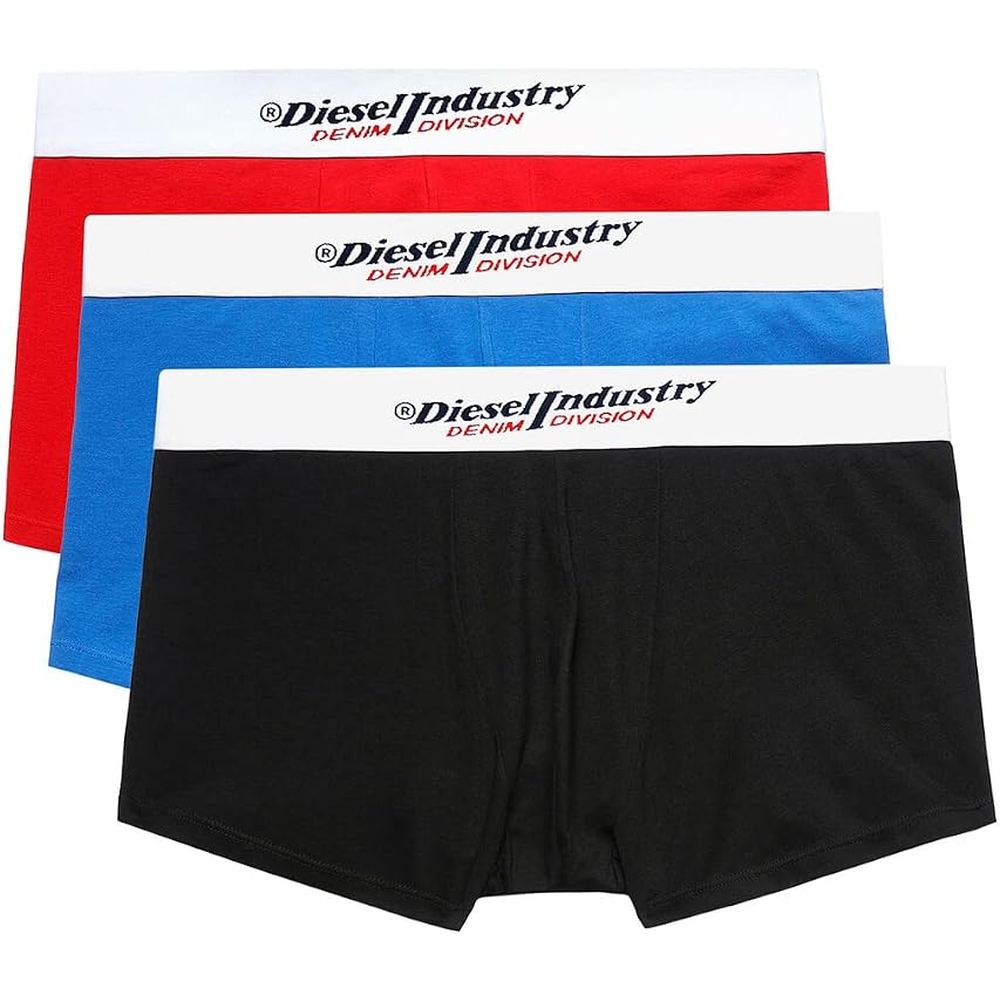 Diesel Mens Umbx Damient 3 Pack Boxer Set In Blue/Black/Red