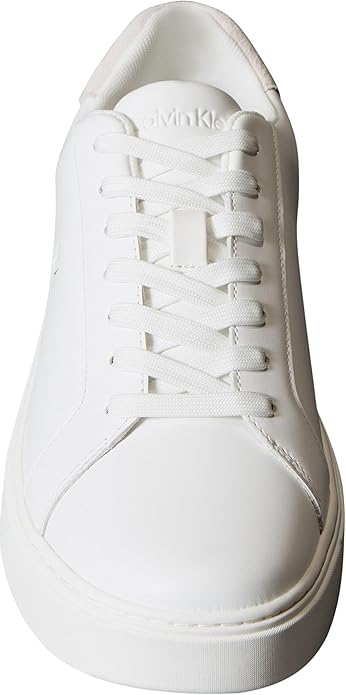 Calvin Klein Mens Classic Cupsole Leather Shoes In White