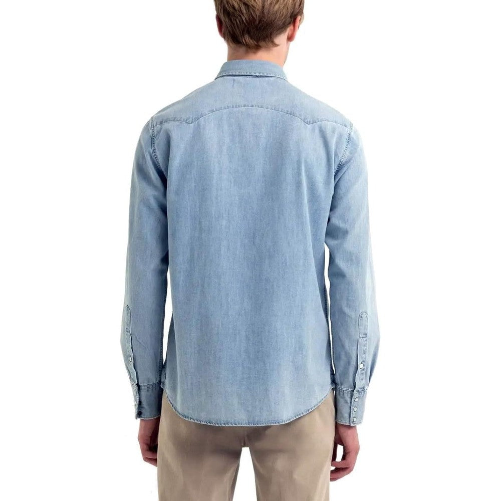 Replay Mens Long Sleeves Shirt In Light Blue