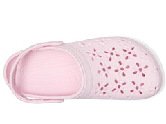 Crocs Womens Classic Floral Cutout Shoes In Pink