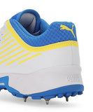 Puma Mens Spike Cricket Shoes In White/Blue/Yellow