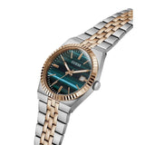 Guess Mens Vincent Two Tone Analogue Stainless Steel Watch In Silver/Gold/Green Dial
