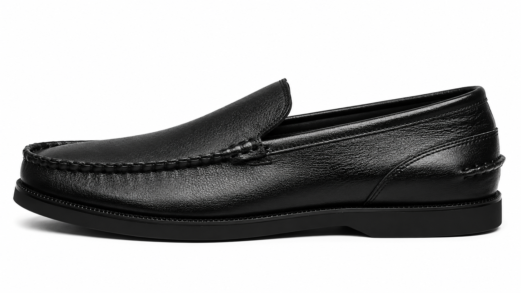 Zerga Mens Topspin Penny Leather Shoes In Black