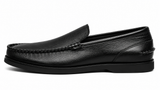 Zerga Mens Topspin Penny Leather Shoes In Black