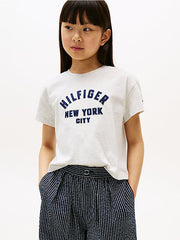 Tommy Hilfiger Girls Satin Applique T-Shirt In Grey