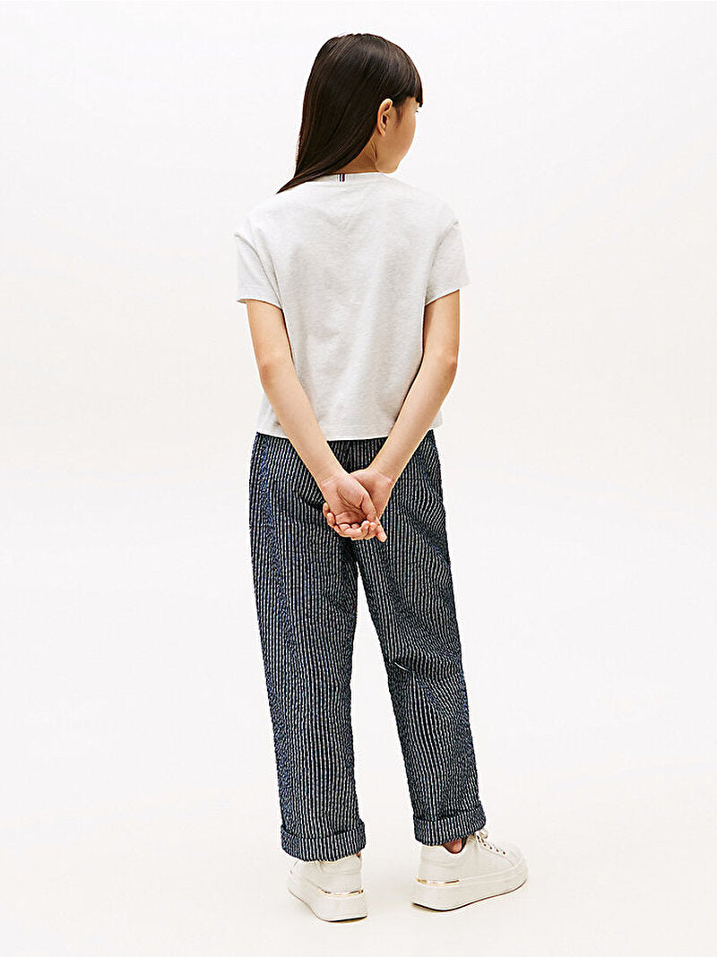 Tommy Hilfiger Girls Satin Applique T-Shirt In Grey