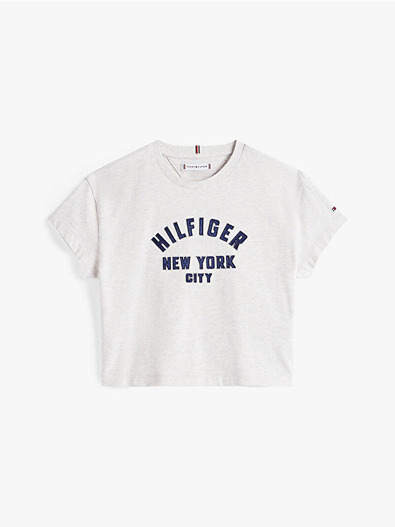 Tommy Hilfiger Girls Satin Applique T-Shirt In Grey