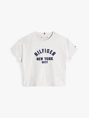 Tommy Hilfiger Girls Satin Applique T-Shirt In Grey