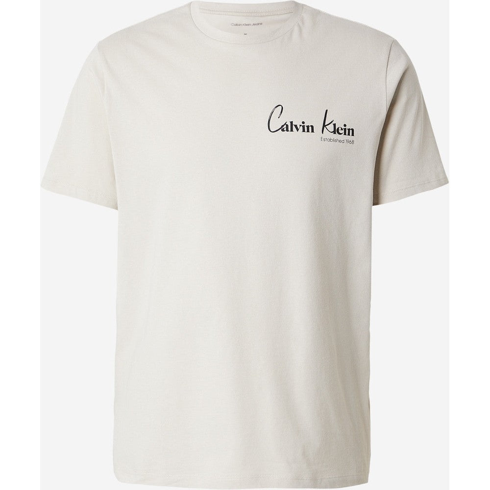 Calvin Klein Mens Eu Jeans Graphic T-Shirt In Beige