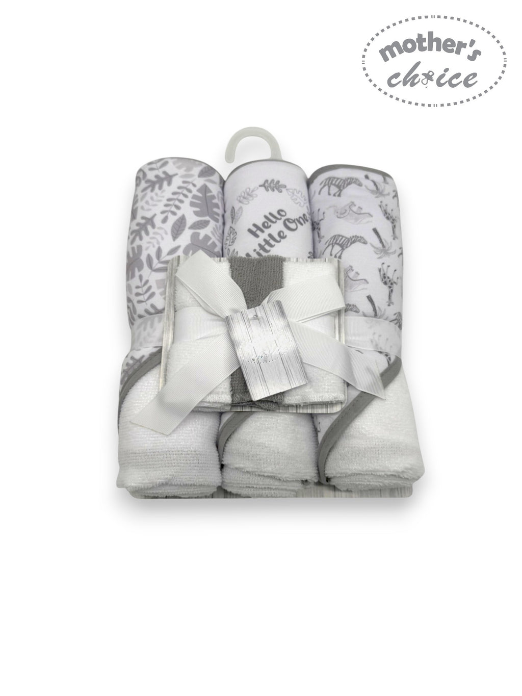Mothers Choice 3 Piece Hooded Towels And 3 Piece Facecloths In Grey