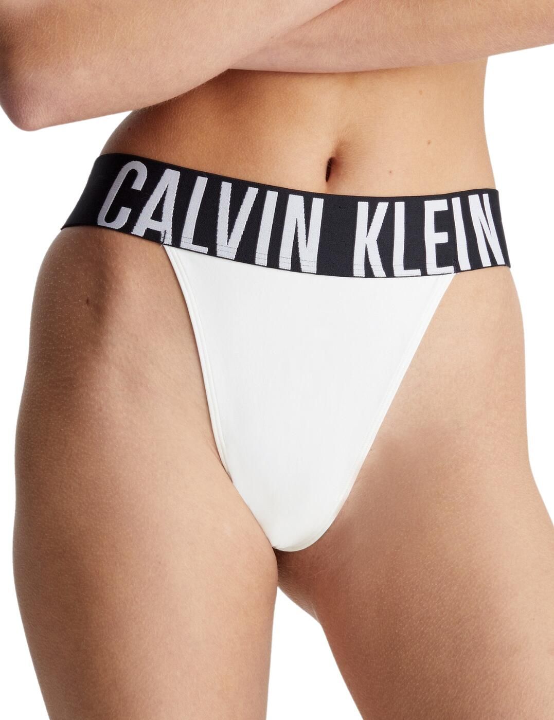Calvin Klein High Leg Thong In White