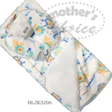 Mother's Choice Unisex Kids  Pillow & Blanket Lion And Monkey In White Multi
