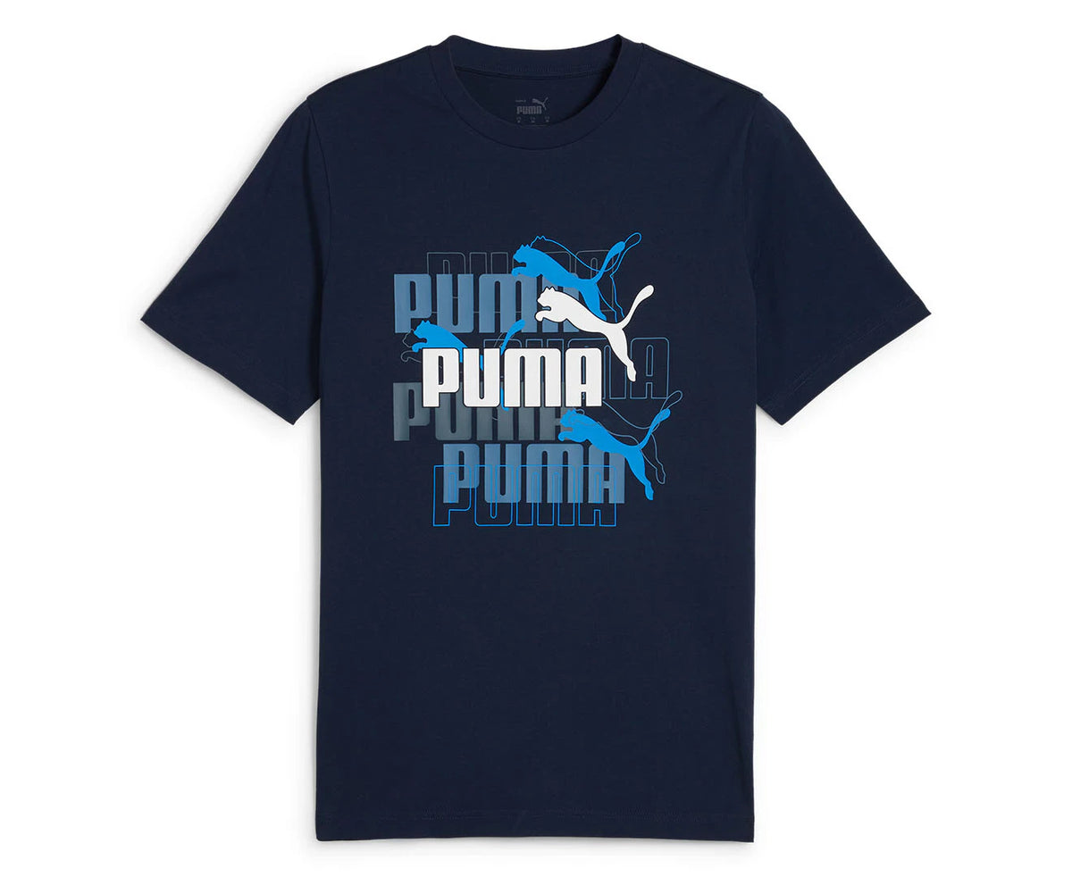 Puma Graphics Multiple Logo Tee Navy