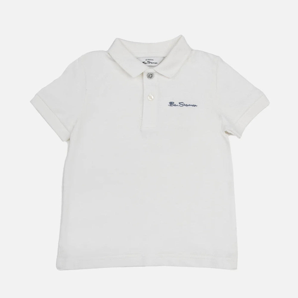 Ben Sherman Boys Romford Short Sleeves Golfer In Ivory