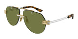Bottega Veneta Pilot Unisex Sunglasses In Gold