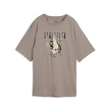 Puma Womens Graphic Animal relaxed T-Shirt In Mouse Grey