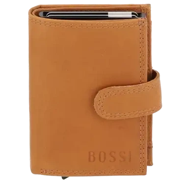 Bossi Mech Buff Leather Card Wallet In Cognac