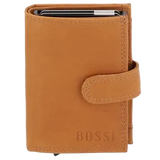 Bossi Mech Buff Leather Card Wallet In Cognac