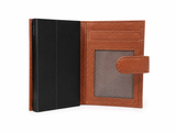 Bossi Mens Mechanism Card Holder With Coin Flap Pouch In Brown