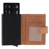 Bossi Mens Mech Card Holder Goat Oil Leather Wallet In Sand