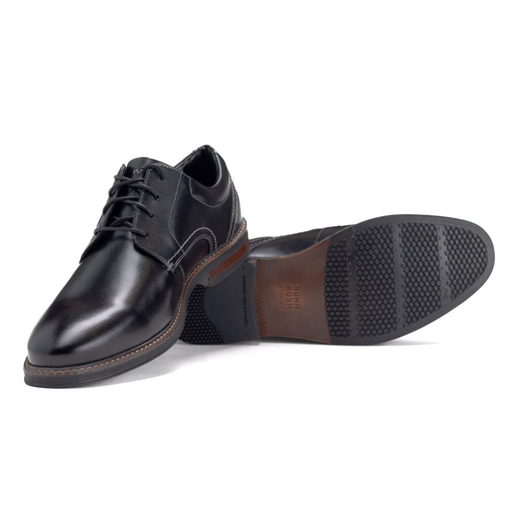 Nunn Bush Mens Black Calderone Plain Shoes
