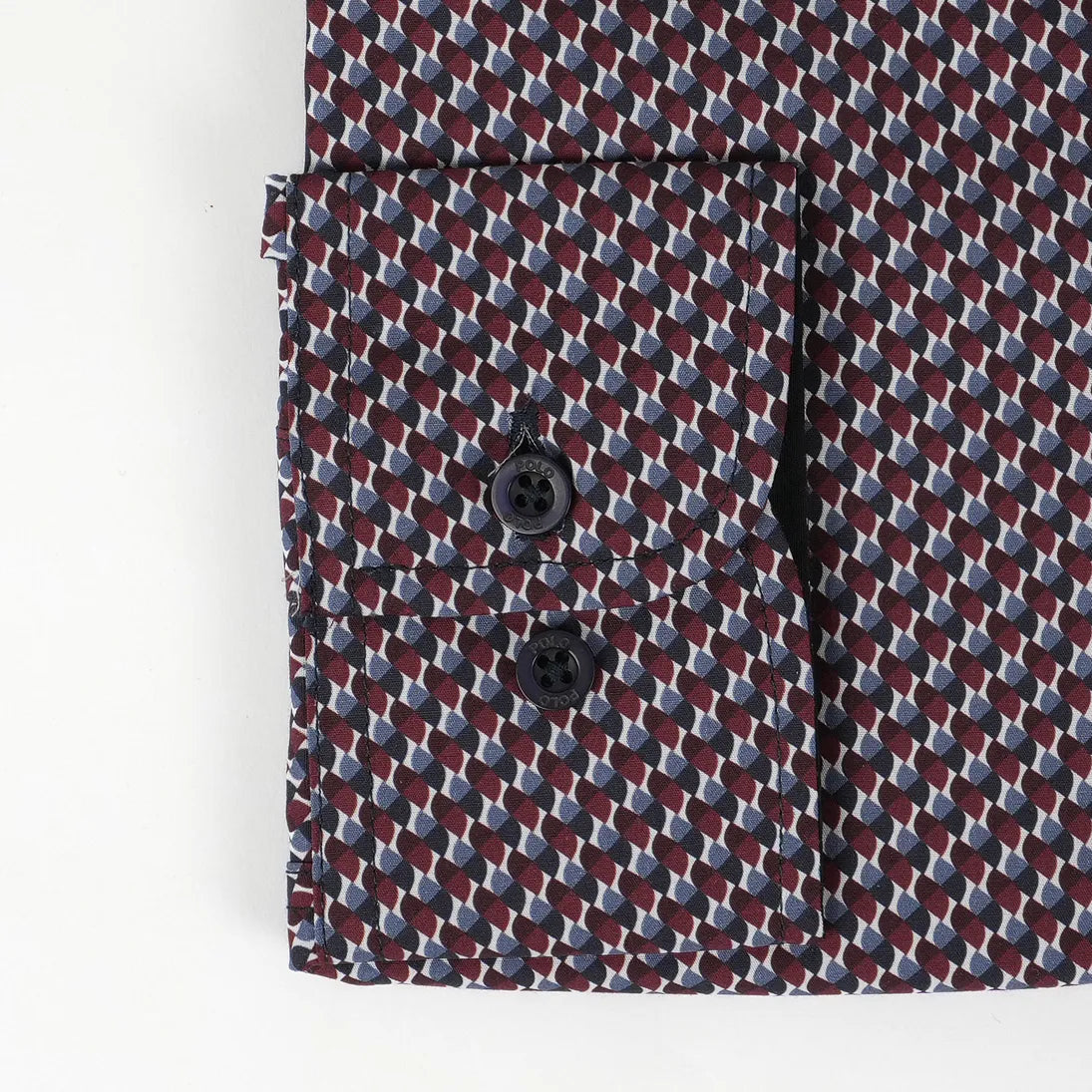 Polo Mens Micro Geo Print Long Sleeve  Shirt In Burgandy