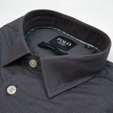 Polo Mens Herringbone Long Sleeve Shirt In Brown And Blue