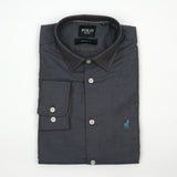 Polo Mens Herringbone Long Sleeve Shirt In Brown And Blue