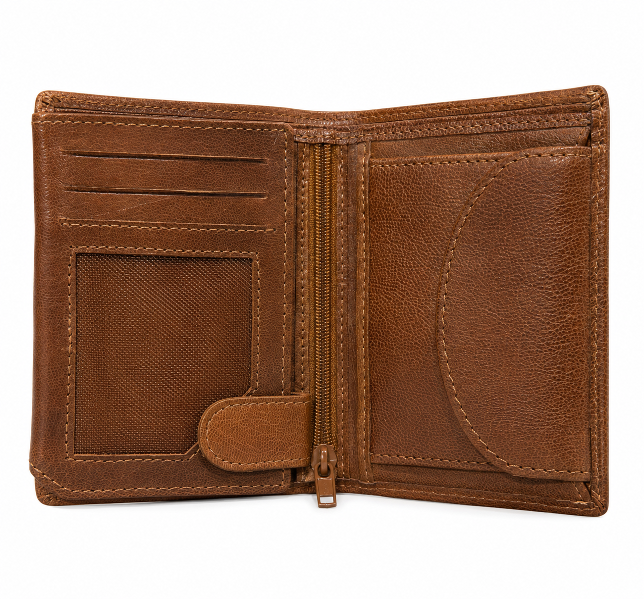 Bossi Mens Buffalo Leather Bill Wallet With Zips In Tan