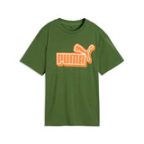 Puma Boys Essential Logo Lab Front Graphic T-Shirt In Green/Orange