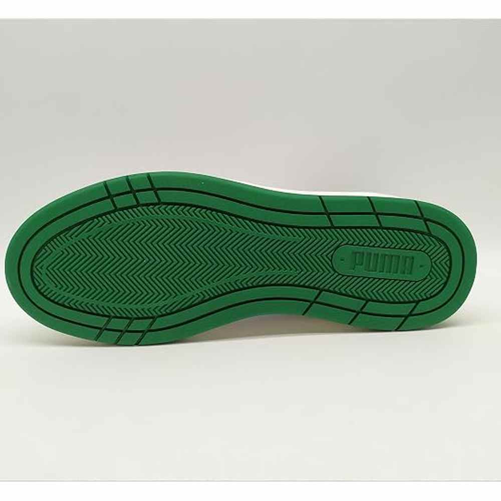 Puma Mens Court Classic Sneakers In White/Green/Gold