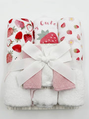 Mothers Choice Girls 3 Piece Hooded Towels And 3 Piece Faceclothes In Pink And White
