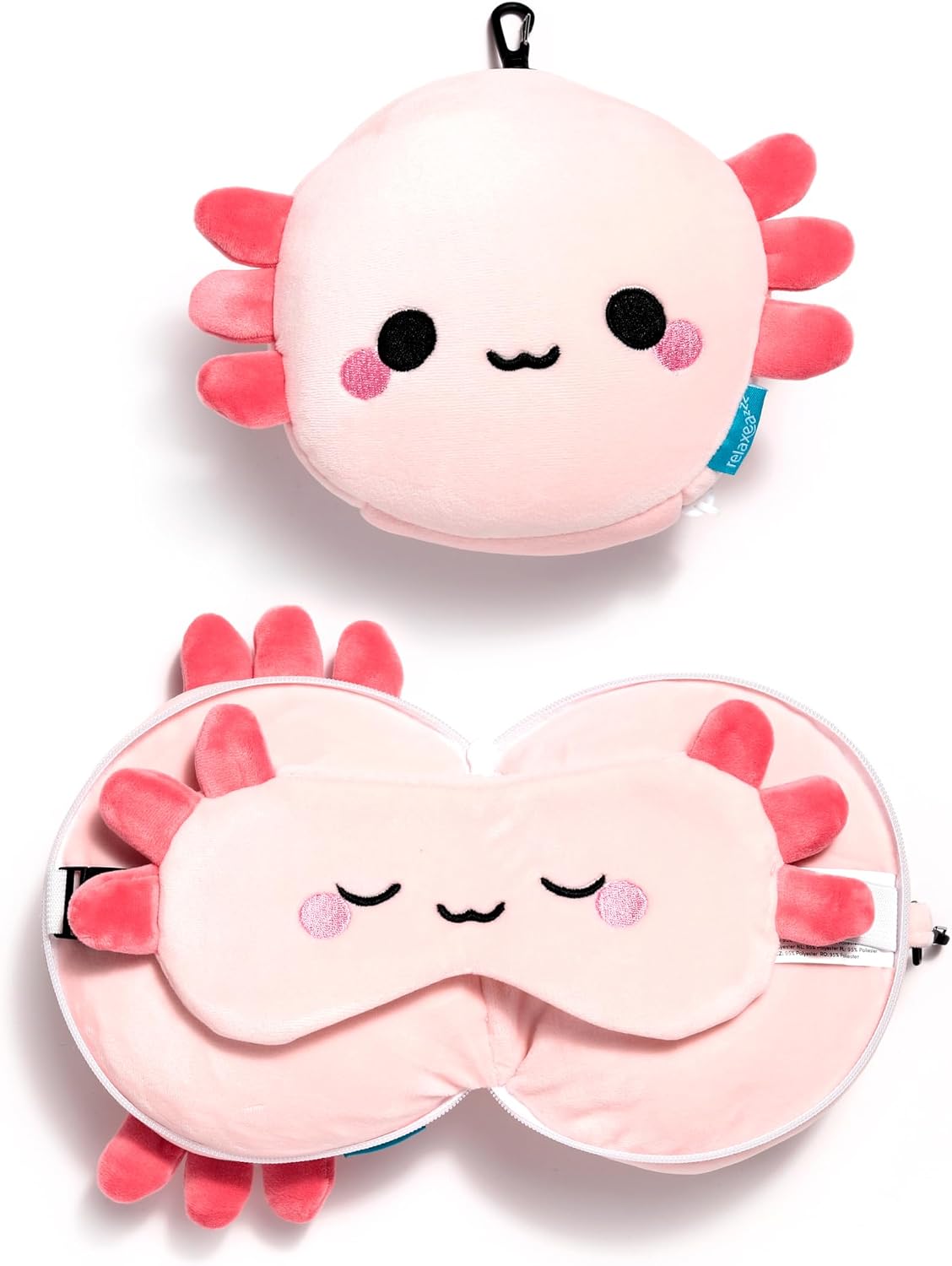 Relaxeazzz Maddie The Axolotl Adoramals Eye Mask & Travel Pillow In Pink
