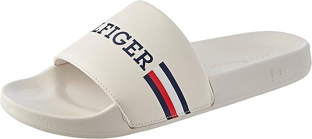 Tommy Hilfiger Mens Flag Pool Slides White
