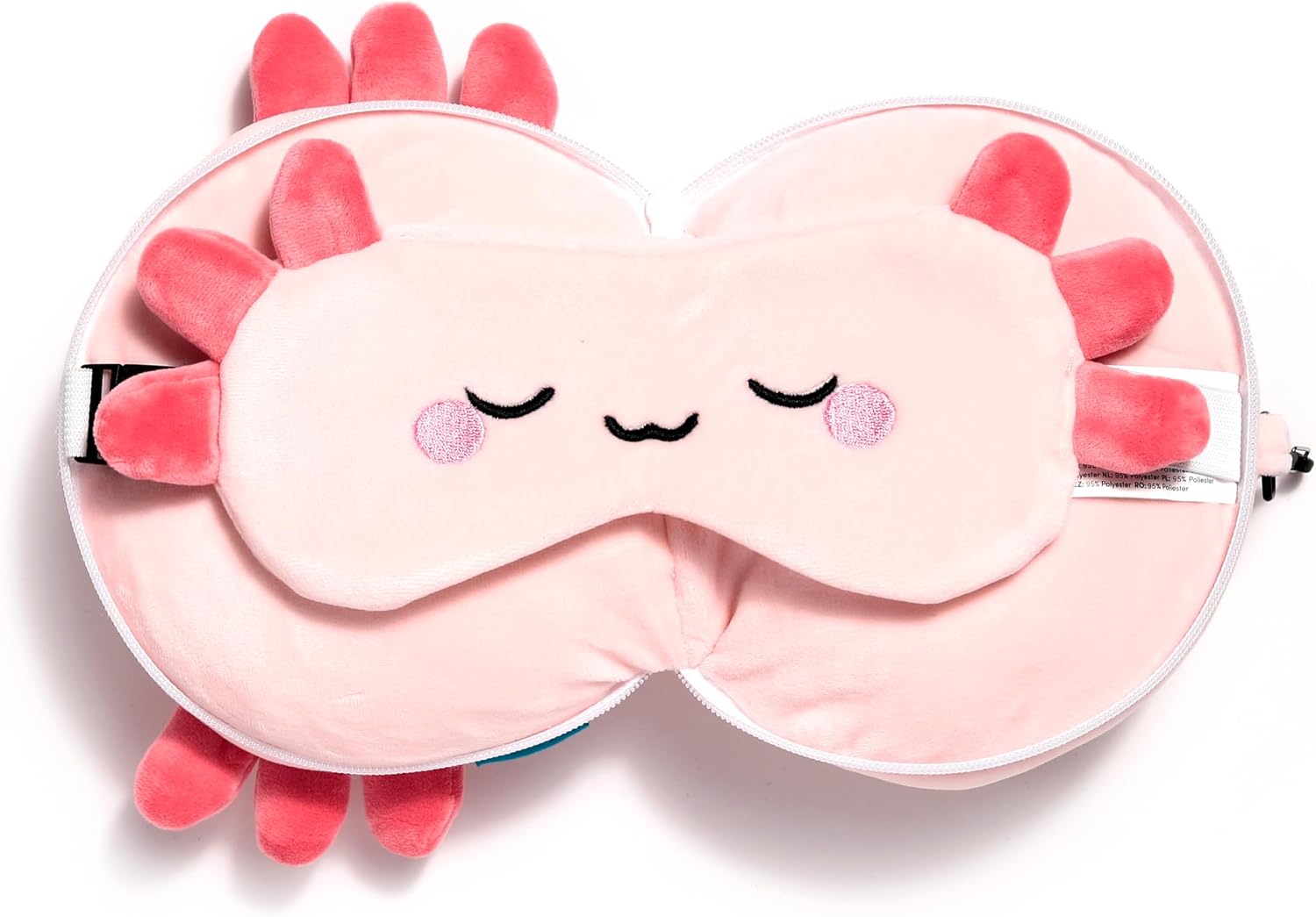 Relaxeazzz Maddie The Axolotl Adoramals Eye Mask & Travel Pillow In Pink