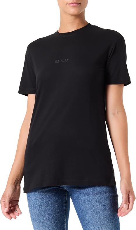Replay Womens Printed Replay Short Sleeves T-Shirt In Black