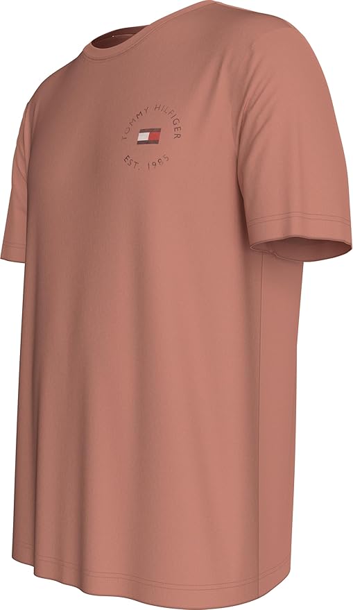 Tommy Hilfiger Mens Roundle Logo Chest Tee T-Shirts In Clay Pink