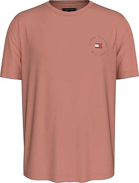 Tommy Hilfiger Mens Roundle Logo Chest Tee T-Shirts In Clay Pink