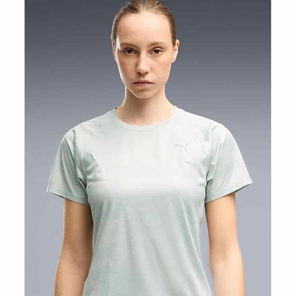 Puma Womens Run Velocity Short Sleves T-Shirt In Crème De Mint