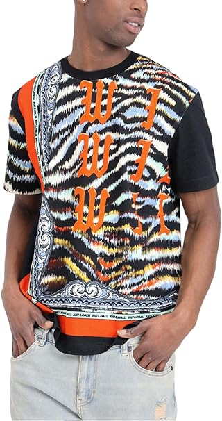 Just Cavalli Mens Placed graphic T-Shirt In Black Multi