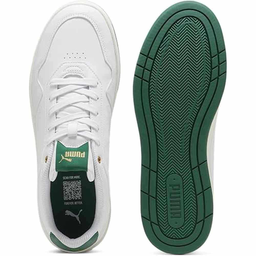 Puma Mens Court Classic Sneakers In White/Green/Gold
