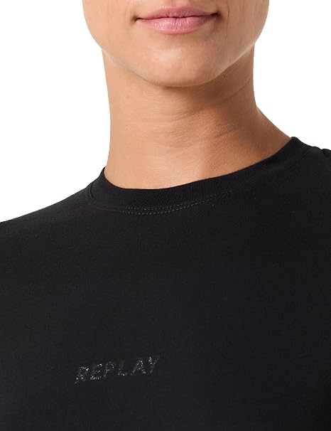 Replay Womens Printed Replay Short Sleeves T-Shirt In Black