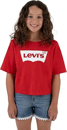 Levis Girls Light Bright Cropped T-Shirt In Red