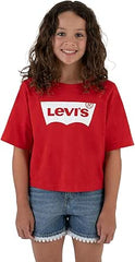 Levis Girls Light Bright Cropped T-Shirt In Red