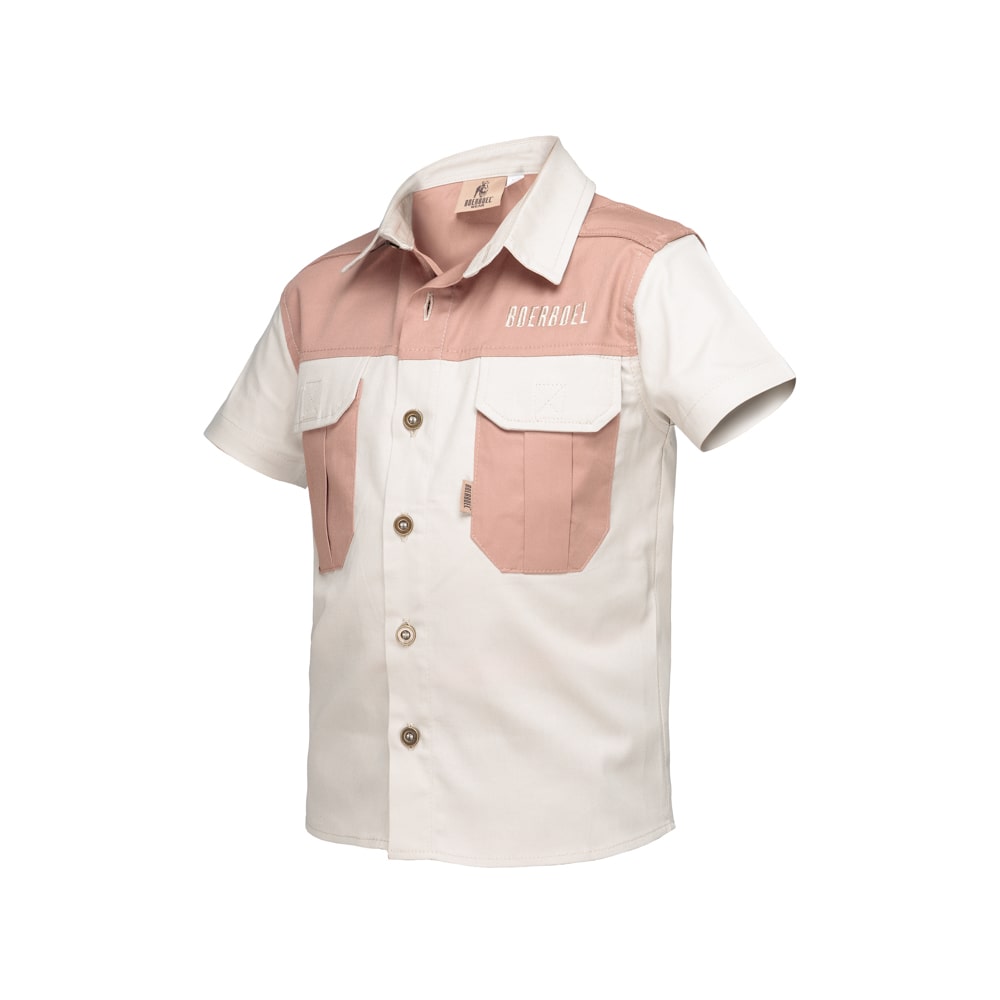 Boerboel Boys Shirt & Short Set in Blush & Stone
