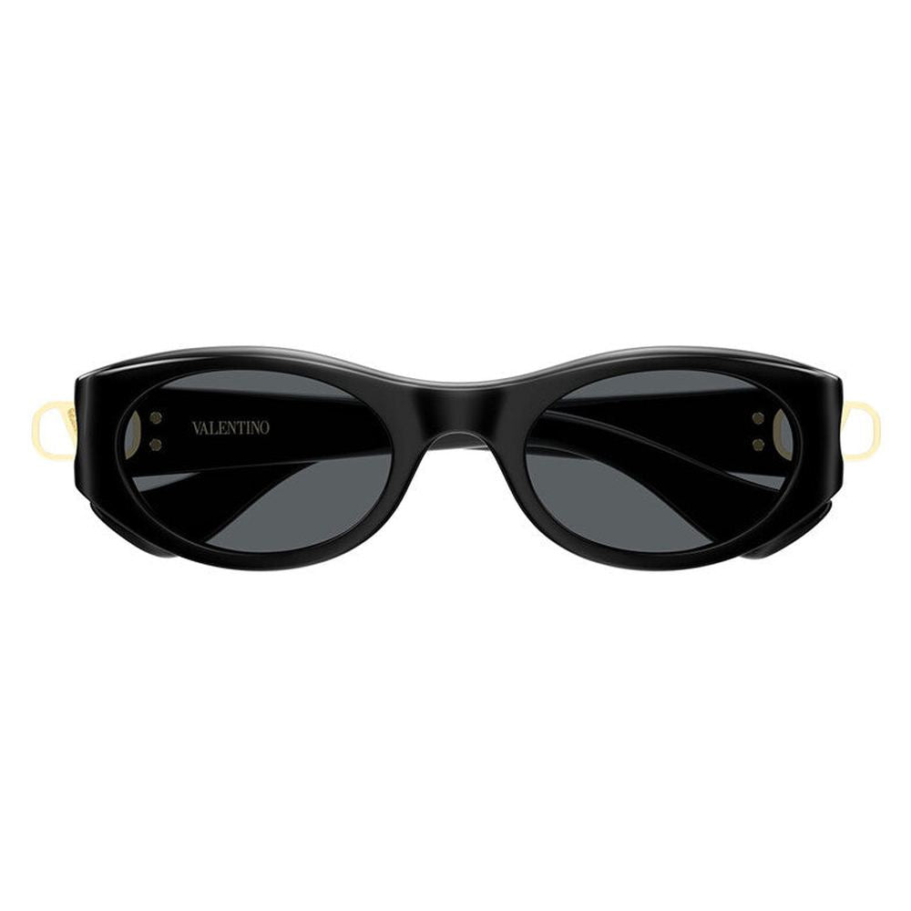 Valentino Oval Womens Sunglasses In Shiny Black